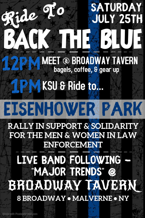 Broadway Tavern in Malverne Back the Blue Ride to Eisenhower Park!